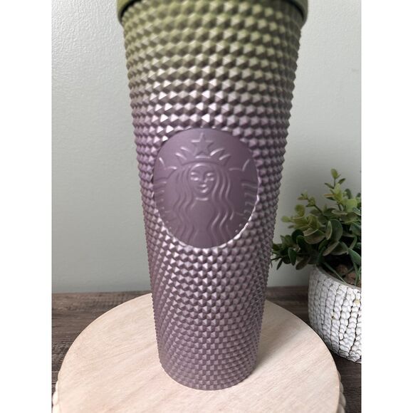 New Starbucks Fall 2024 Green Purple Ombre Metallic Studded Tumbler 24 oz Venti - Picture 2 of 6